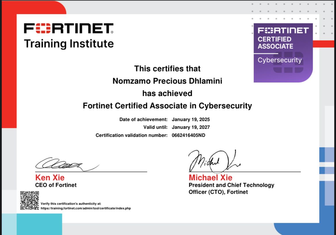 Fortinet Cybersecurity Certificate